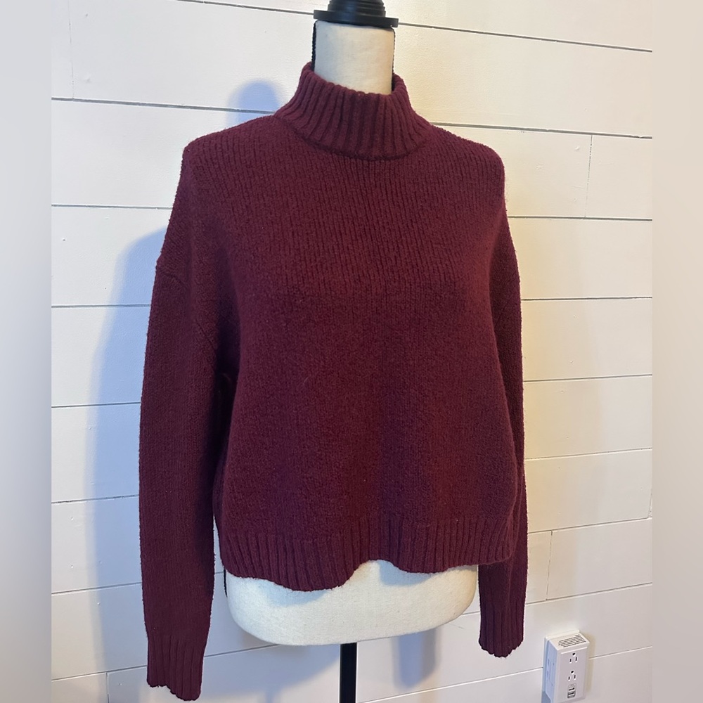 American Eagle Crop Mock Neck Sweater